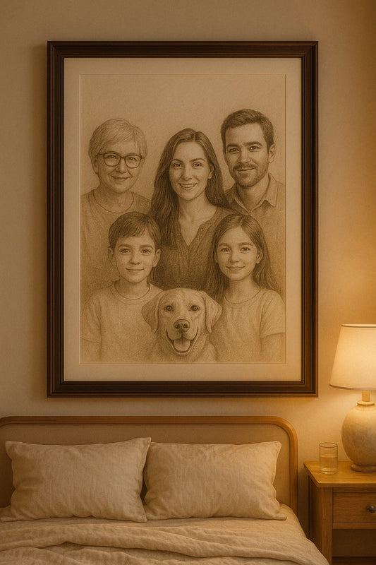 Handmade Family Pencil Sketch