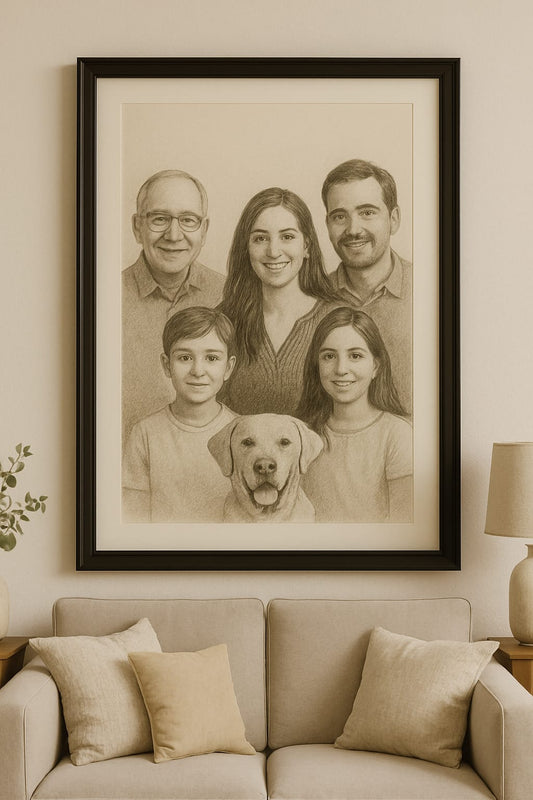 Handmade Family Pencil Sketch